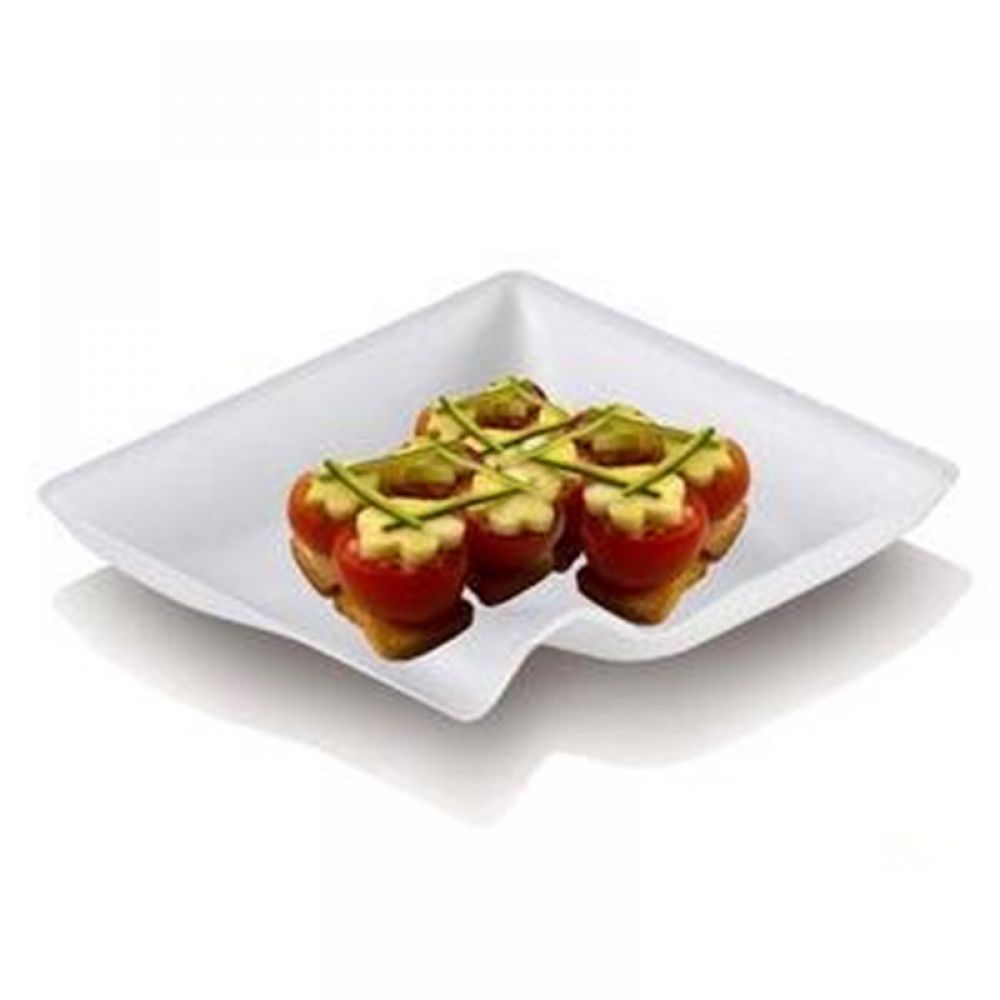 Set 50 finger food square plates biodegradable